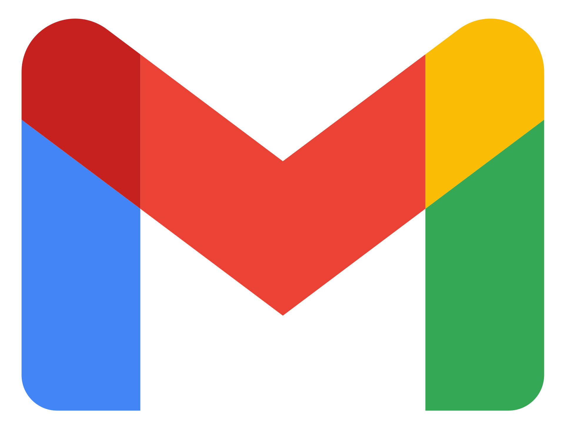 Colorful Gmail logo with a red M shape bordered by blue, yellow, and green segments.