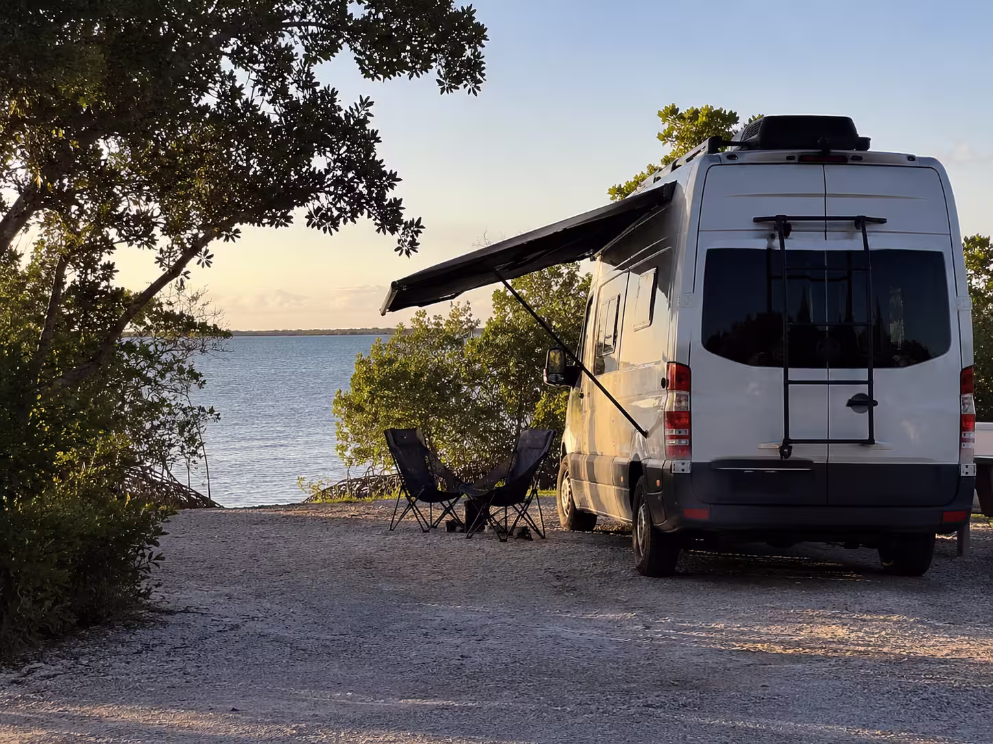 Camper van at a small Florida Keys campsite