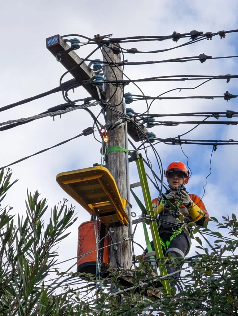Elctrician on electrical post