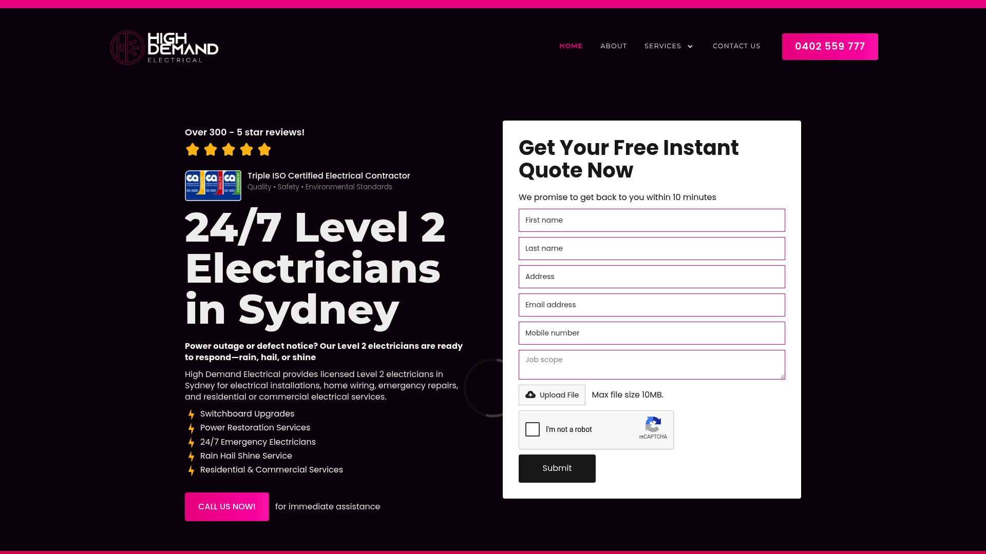 Overhead service upgrade Inner West Sydney