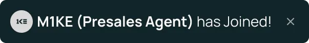 Notification message indicating M1KE (Presales Agent) has joined the chat.