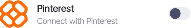 Pinterest logo with text 'Connect with Pinterest' and a toggle switch set to off.