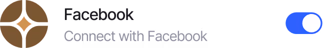 Toggle switch turned on next to text 'Connect with Facebook' and Facebook icon.