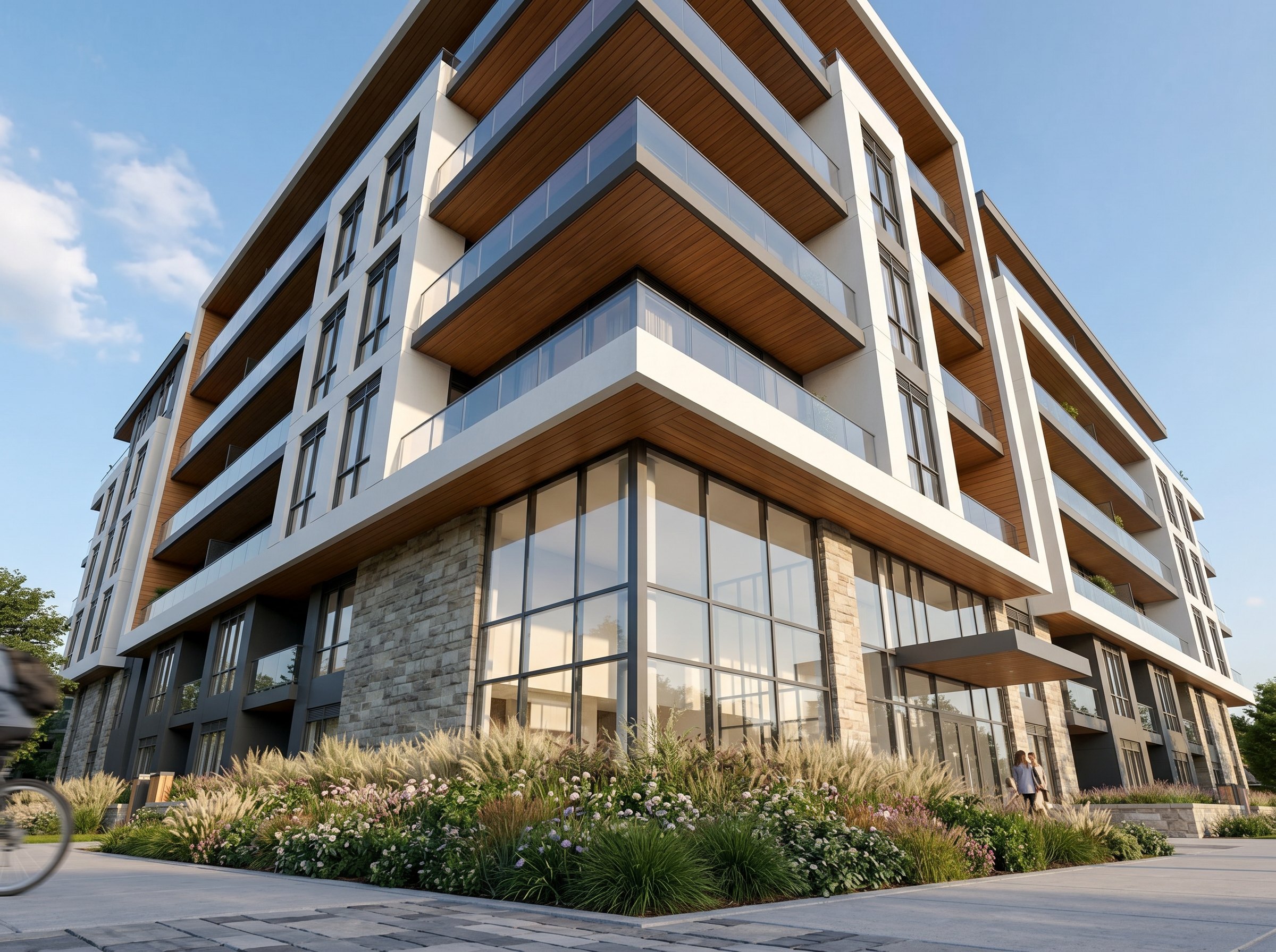 Corner rendering showing the Bayview Avenue and Mulock Drive frontages.