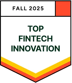 Badge with text Fall 2025 and Top Fintech Innovation in green and orange colors.