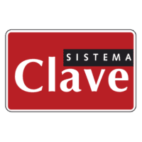 Red rectangular logo with the word Clave and a black box containing Sistema in uppercase.