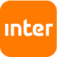 Inter brand logo with lowercase white text on an orange rounded square background.
