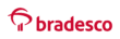 Bradesco bank logo in red with tree symbol and text.
