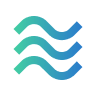 Three horizontal wavy lines in gradient colors from teal to blue, representing air or waves.
