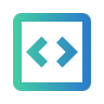 Icon of a square with rounded corners containing left and right angle brackets representing code blocks.