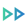 Icon of two forward-pointing arrowheads representing fast forward.