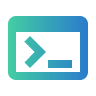 Icon of a computer terminal or command prompt with a right arrow and underscore symbol inside a rounded square.