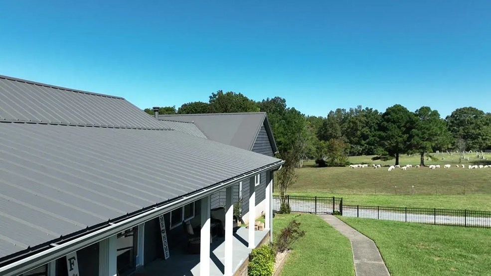 Charcoal textured classic wave metal roof on a home in Murfreesboro, Tennessee