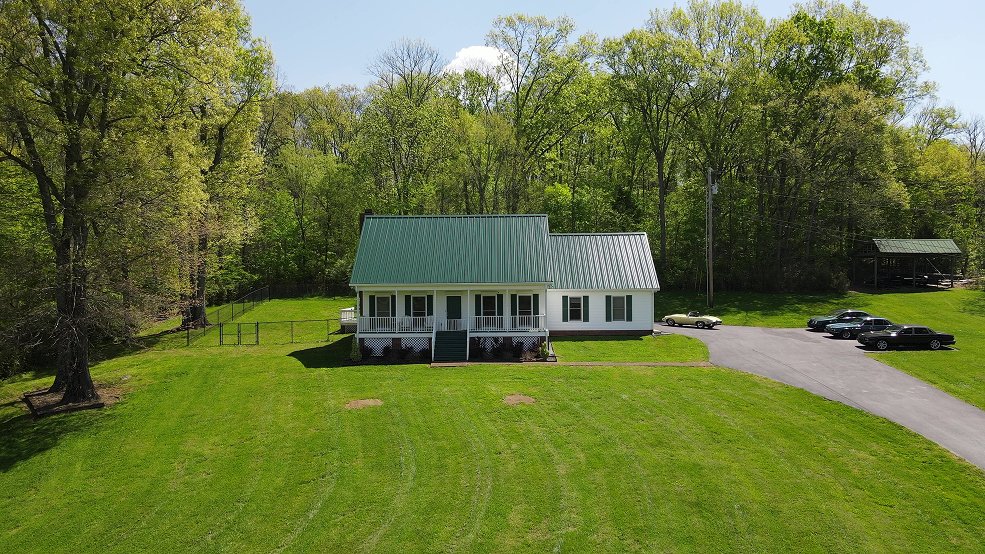 Classic green metal roof panels on a home in Gallatin, Tennessee