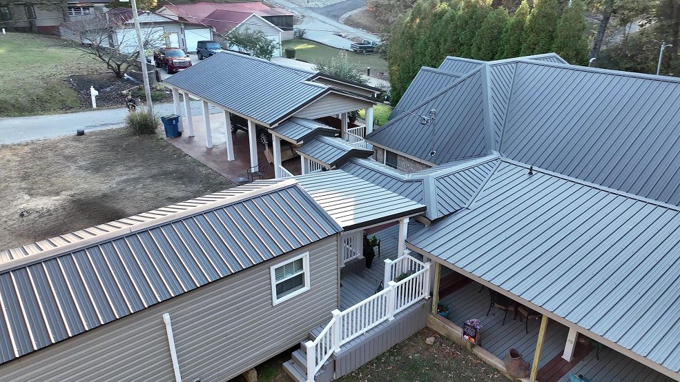 Gray standing seam metal roof and deck in Nolensville, TN