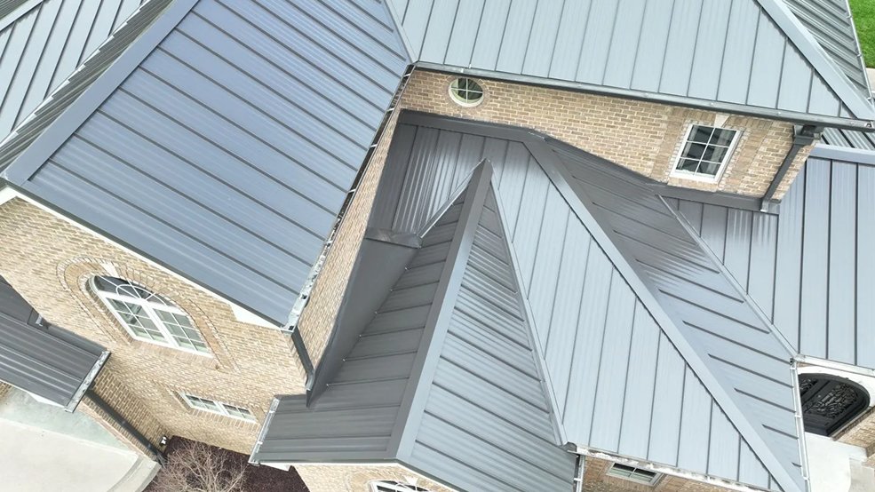 Bronze standing seam metal roof and dormers on an estate in Belle Meade, Tennessee
