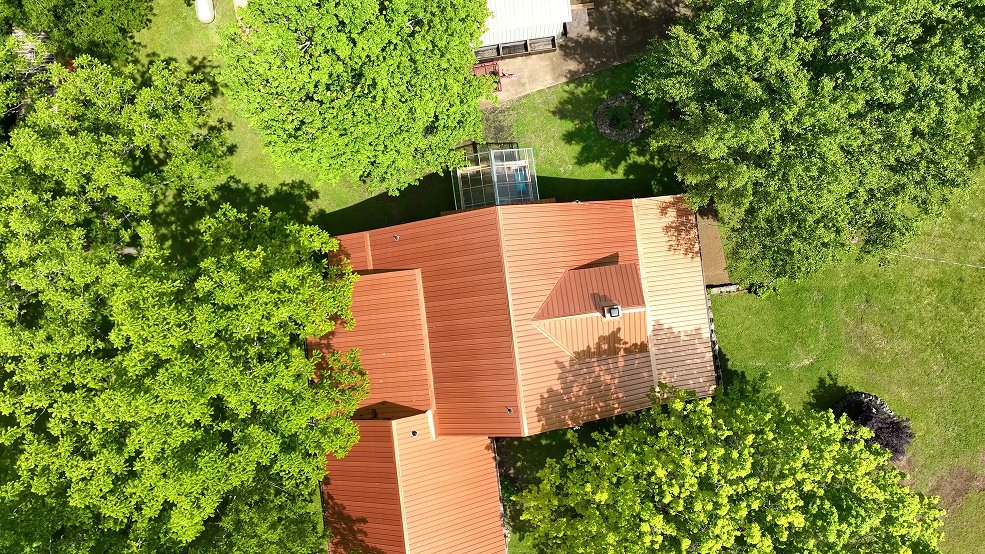 Bronze classic panel metal roof and porch line in Clarksville, TN