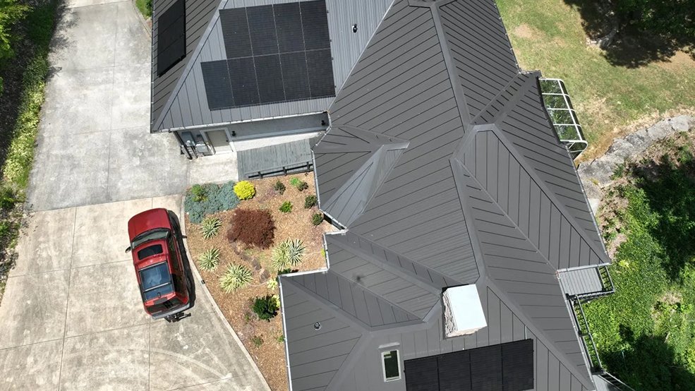 Standing seam metal roof and rooftop solar system in Antioch, Tennessee
