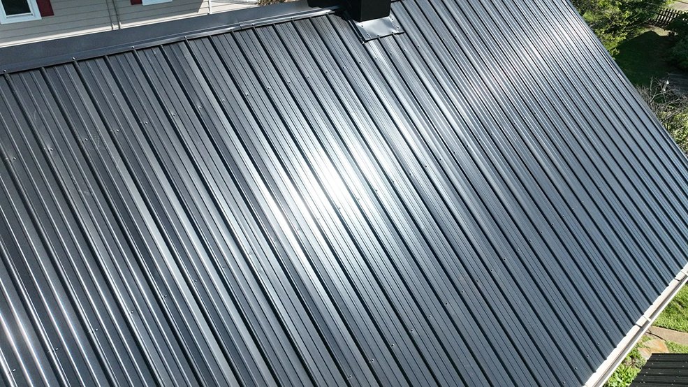 Black classic panel metal roof installed in Middle Tennessee