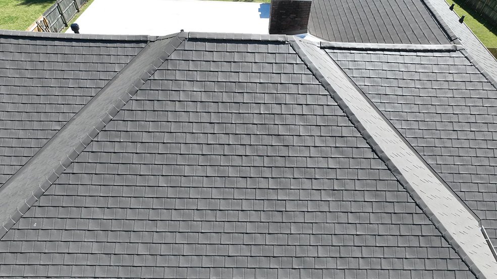Permalock gray metal shingles installed on a Tennessee roof