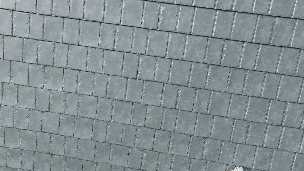 Close up of Ironstone Slate metal shingle texture