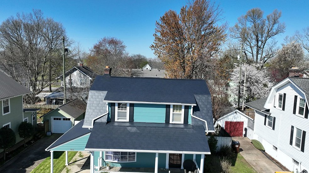 Permalock black metal shingles on a historic home in Franklin, Tennessee