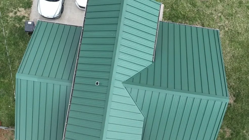 Green standing seam metal roof panels