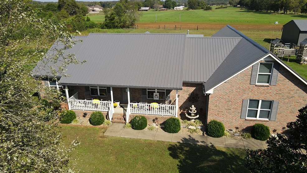 Gray classic panel metal roof installed in Middle Tennessee