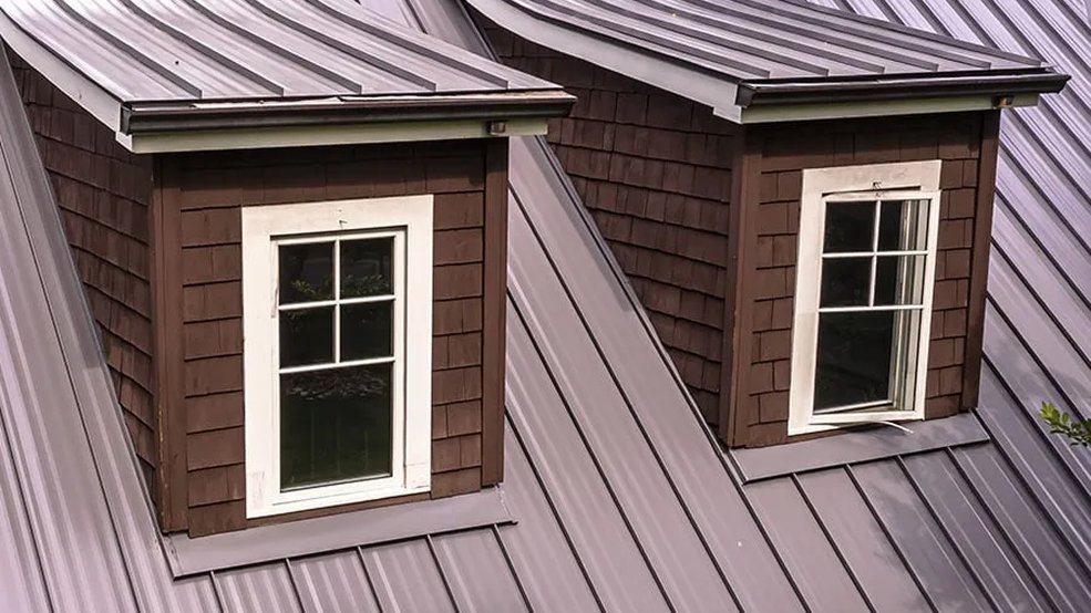 Brown standing seam metal roof panel profile