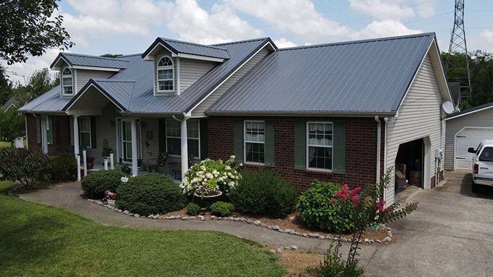 Gray traditional metal roofing on a Tennessee roof