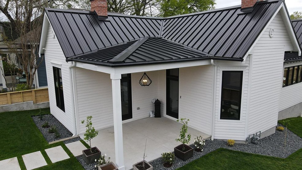 Standing seam metal roof on a home in East Nashville, Tennessee