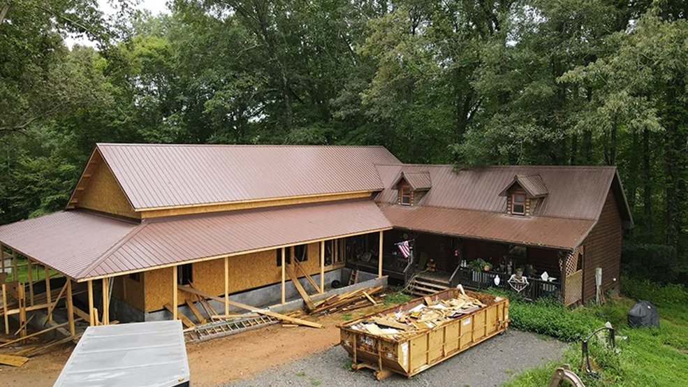 Brown traditional exposed fastener metal roof panel