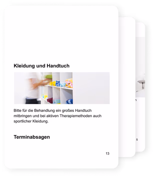Broschüre mit Leistungen und Behandlungsmöglichkeiten von PhysioKonzept