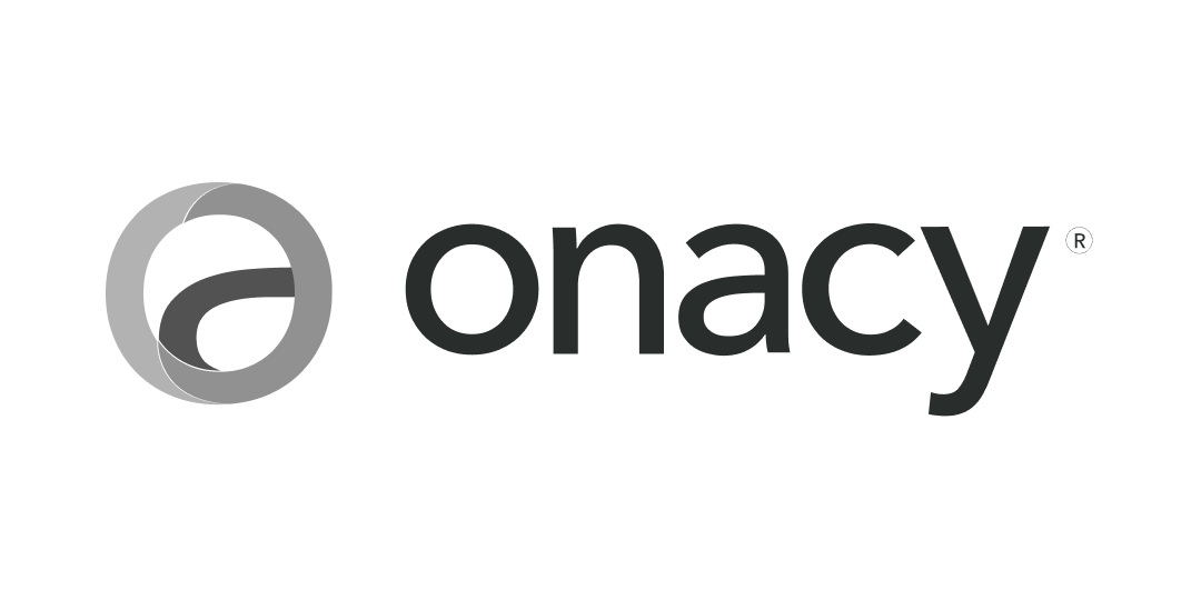 Onacy logo with a stylized circular design to the left of the text.