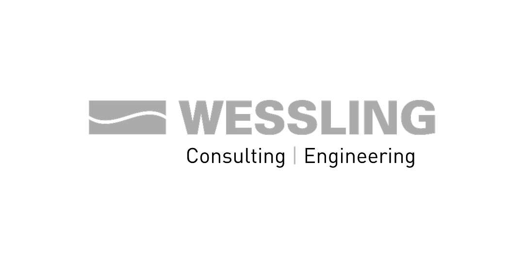 Wessling company logo with a wave inside a rectangle to the left of the text.