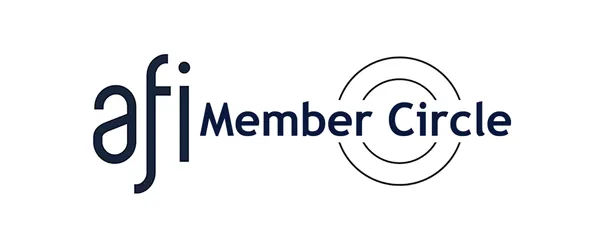 AFI Member Circle logo with stylized text and circular line design.