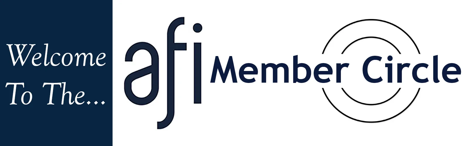 Banner with text 'Welcome To The afj Member Circle' and two concentric circles.