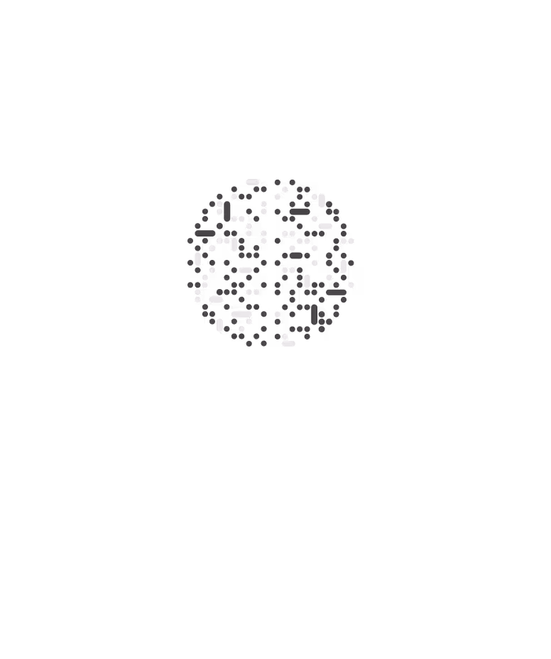 White circle filled with scattered small white dots and short horizontal lines evenly spaced inside.