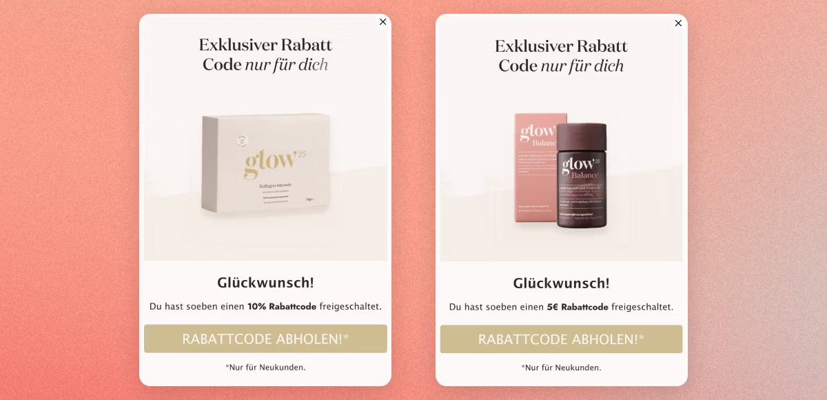 A/B-Test der Rabatt-Darstellung in Shopify: minus 10 Prozent gegen Spare 5 Euro