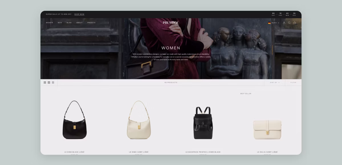 Shopify-Theme Prestige von Maestrooo für Luxus- und Premium-Marken
