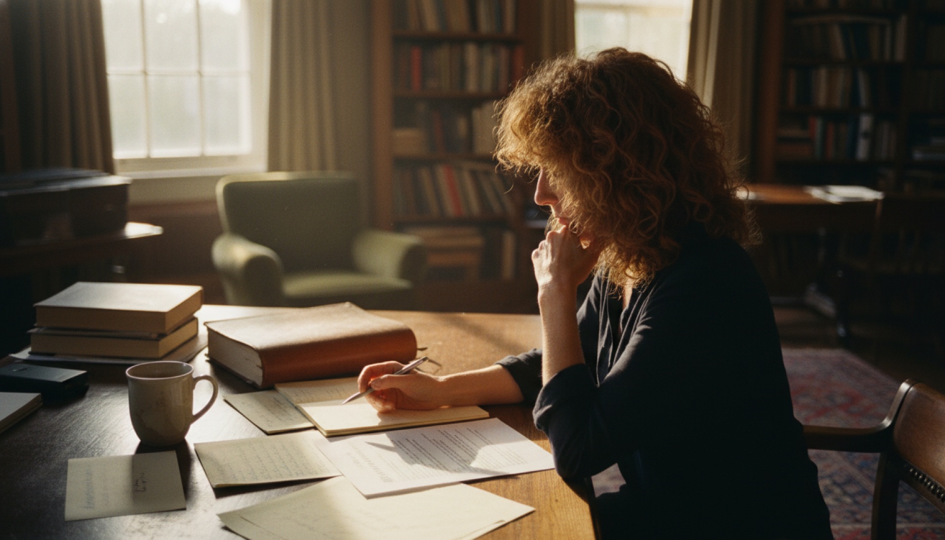 Person at a desk reviewing handwritten notes alongside a printed document