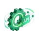 A close up of a green object on a black background.