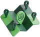 A close up of a green and black object.