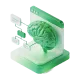 A close up of a green object on a white background.