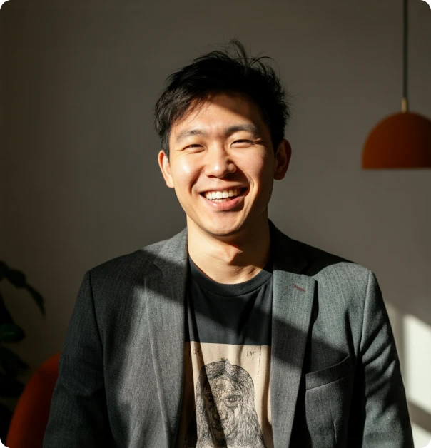A man with a smile on his face.