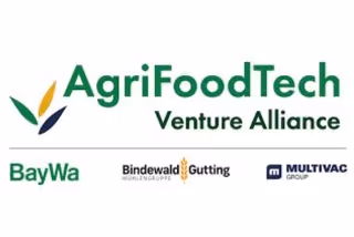 AgriFoodTech Venture Alliance logo with partner logos BayWa, Bindewald Maschinenfabrik, Gutting, and MULTIVAC Group.