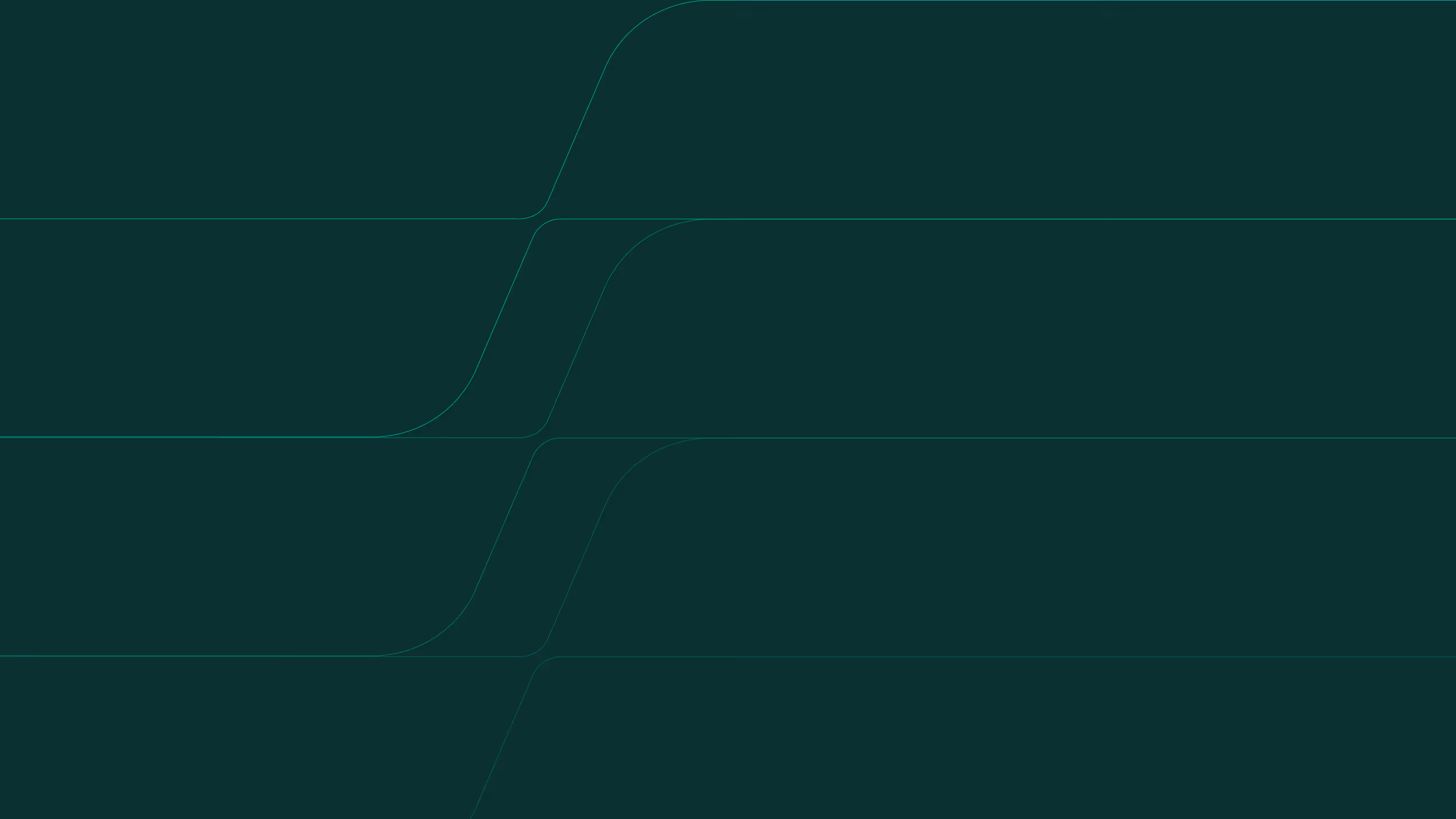 Dark green abstract background with thin curved lines connecting horizontal bands.