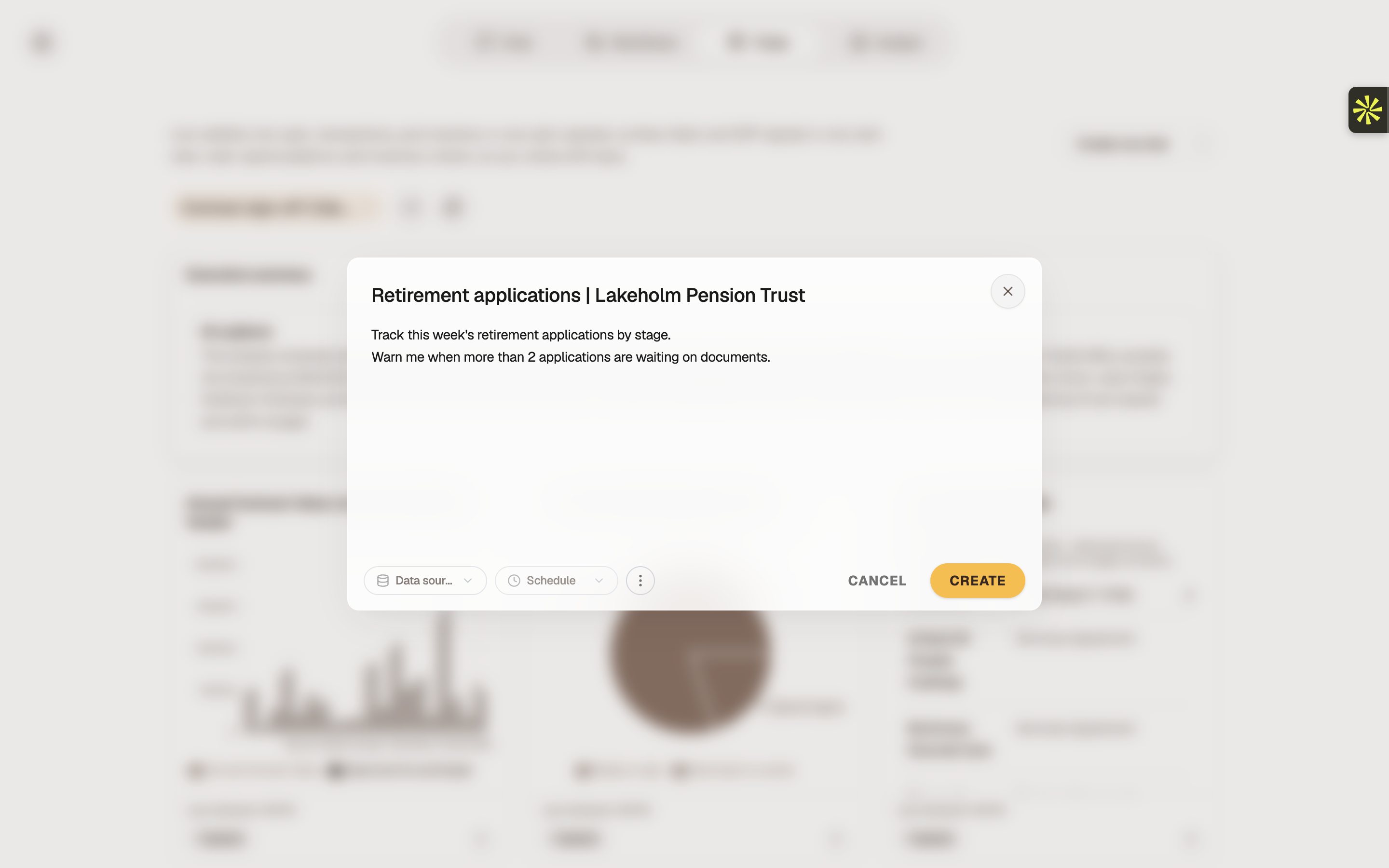 Telling Pulse what to watch: warn me when more than 2 applications are waiting on documents.