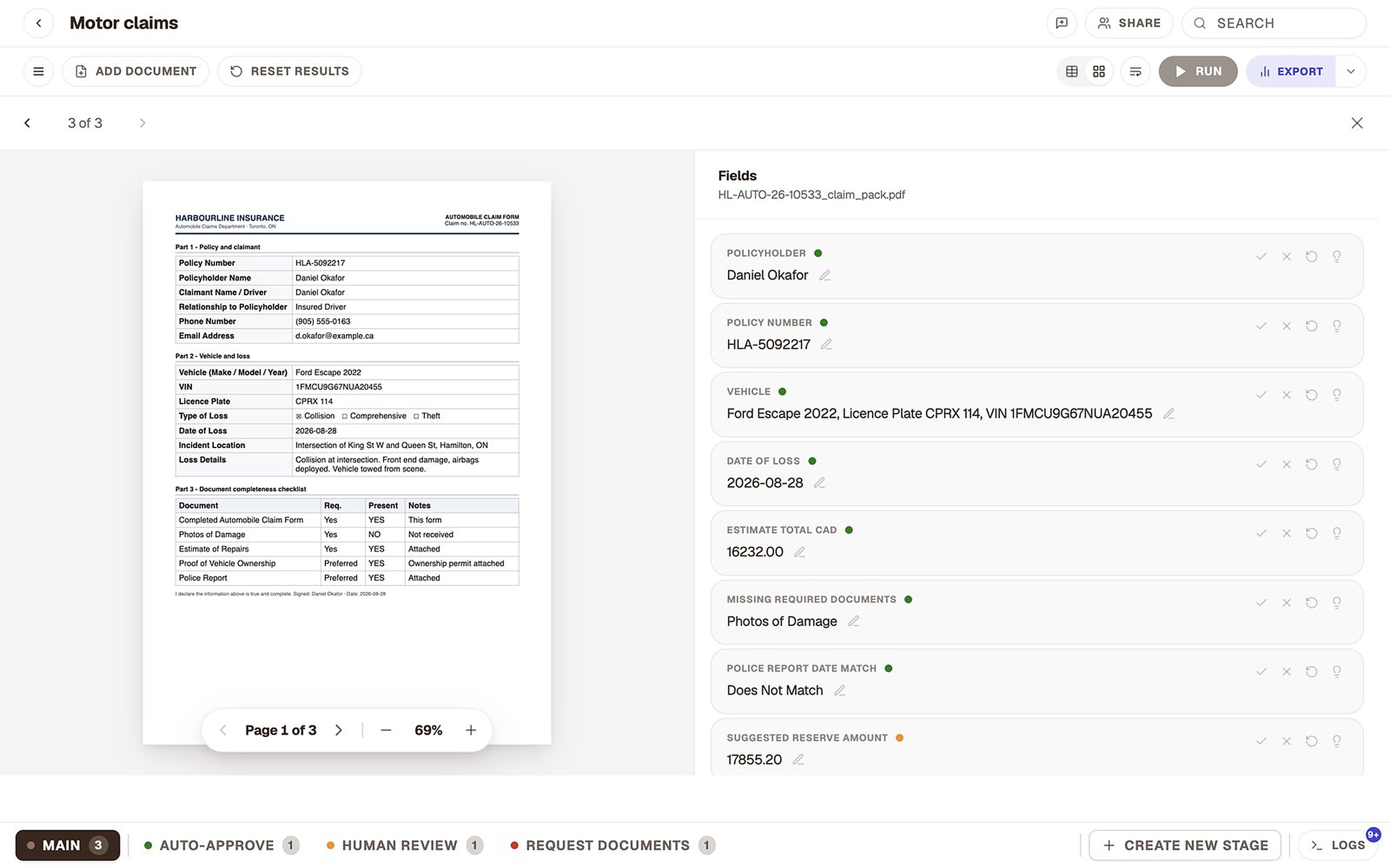Check the file yourself. The claim form sits right next to what ALK read from it.