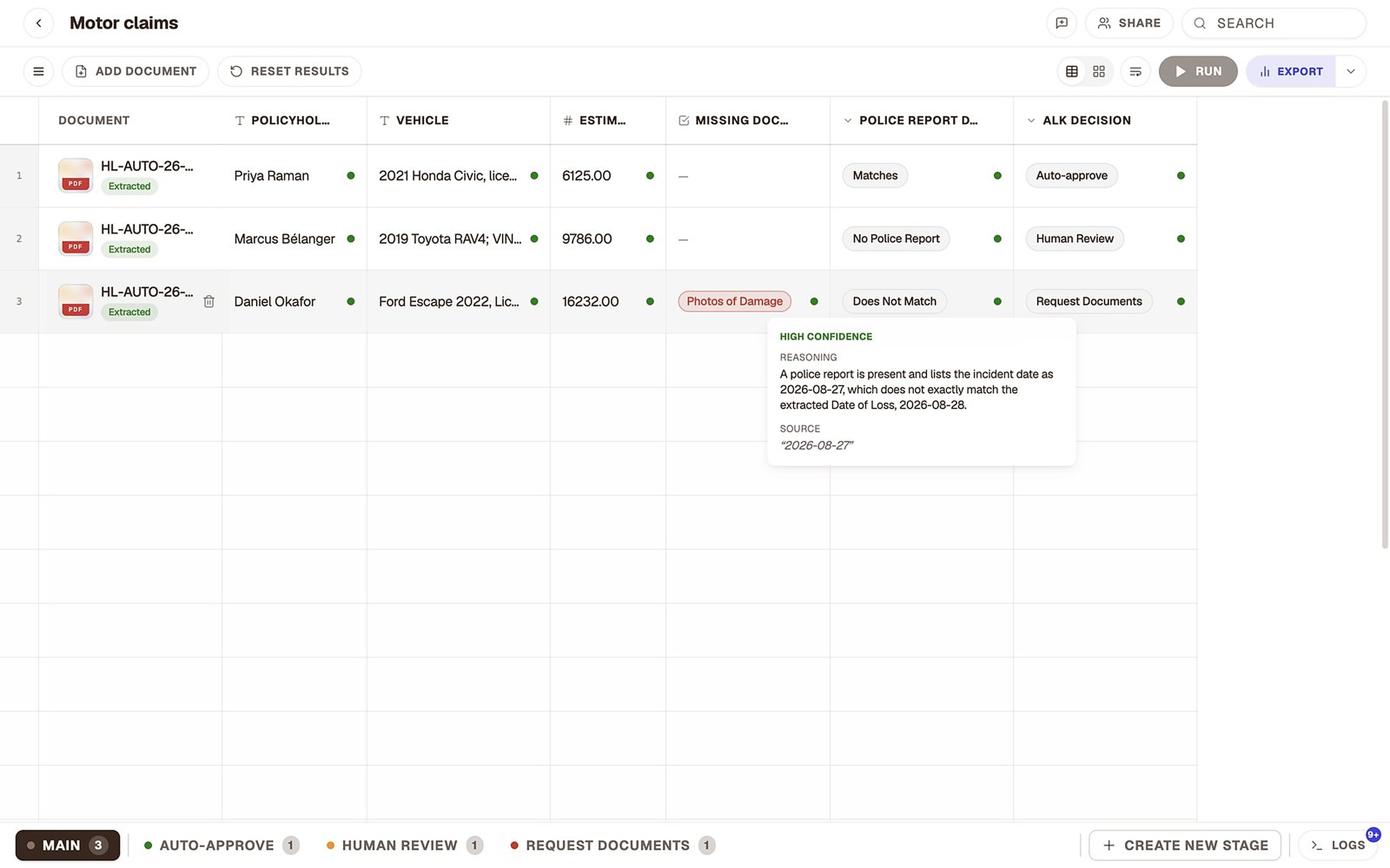 See why, not just what. Hover a flag and the reason appears, with the exact source.